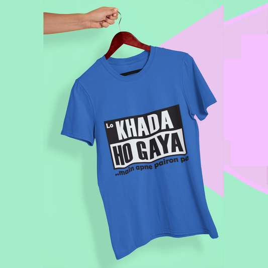 Lo Khada Ho Gaya Mens Half Sleeves Bio wash cotton T-shirt- Double F
