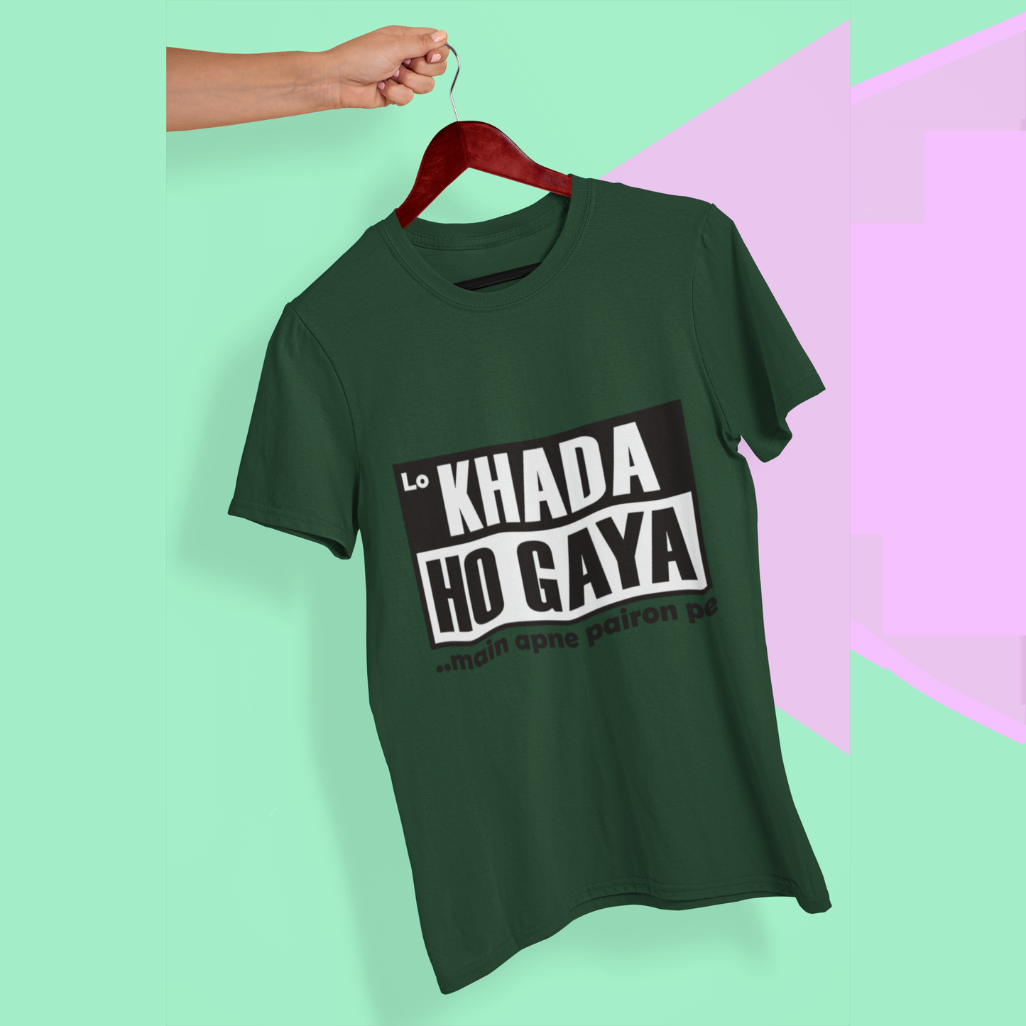 Lo Khada Ho Gaya Mens Half Sleeves Bio wash cotton T-shirt- Double F