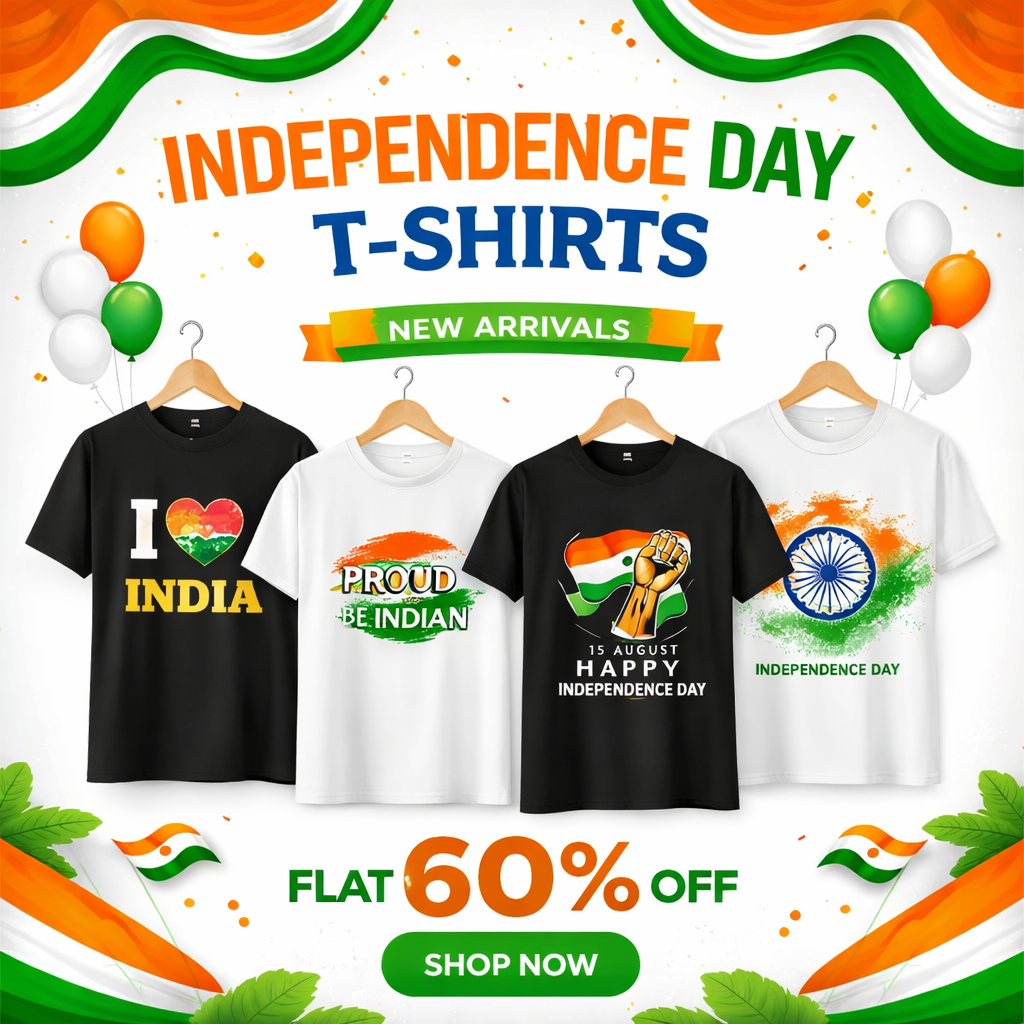 Celebrate 26 january with Double F Patriotic T-Shirts – comfortable cotton tees with bold tricolour designs.