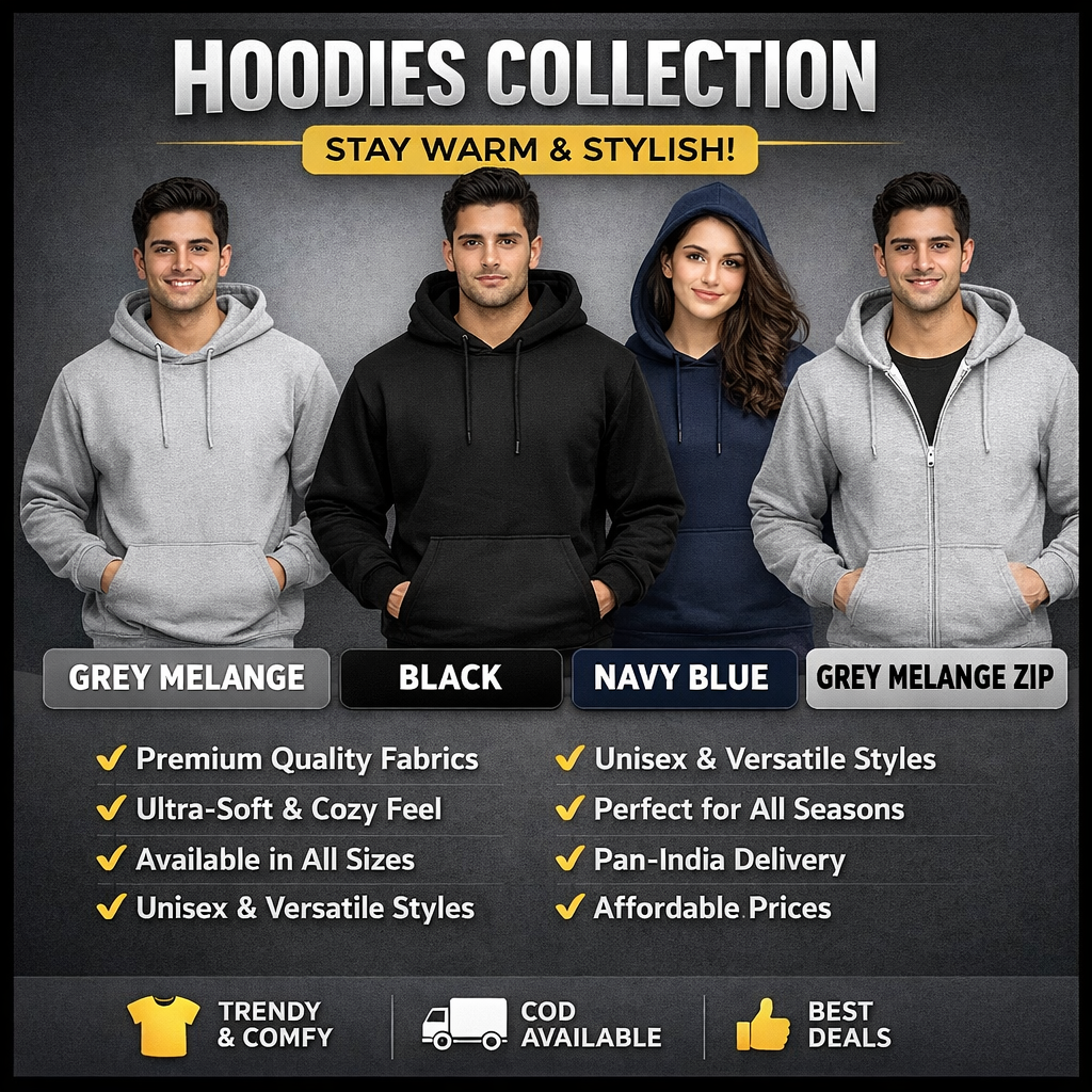 Zip Hoodies / Pullover / Black/Grey/Navy/Blue