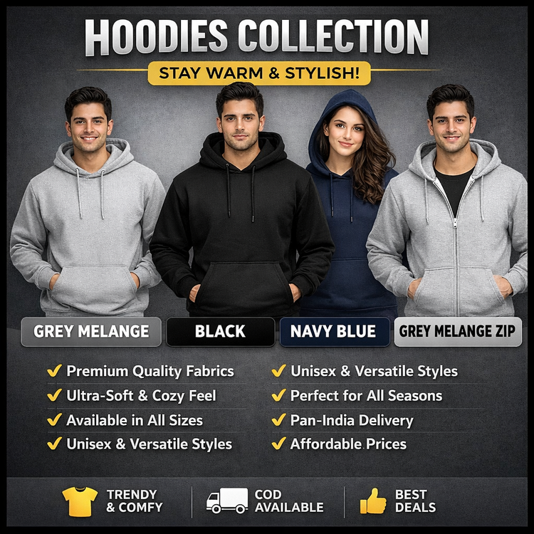 Zip Hoodies / Pullover / Black/Grey/Navy/Blue