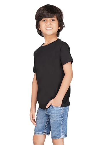 Kids Round Neck Boys T-Shirt Half Sleeves 100% Cotton Rich Ultra Soft Fabric Comfortable Stylish Plain Solid Color Original Branded Tshirt for boy|B0D1RLMJ4S