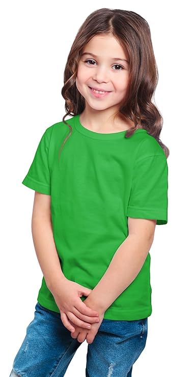 Kids Round Neck Girls Tshirt Short Sleeves Natural Organic 100% Cotton Soft Fabric Comfortable Plain Color Original Branded Half Sleeve t-Shirt for Girl Kid|B0DYL9692D