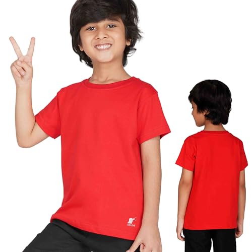 Kids Round Neck Boys T-Shirt Half Sleeves 100% Cotton Rich Ultra Soft Fabric Comfortable Stylish Plain Solid Color Original Branded Tshirt for boy|B0D1RLMJ4S