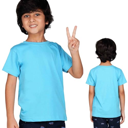 Kids Round Neck Boys T-Shirt Half Sleeves 100% Cotton Rich Ultra Soft Fabric Comfortable Stylish Plain Solid Color Original Branded Tshirt for boy|B0D1RLMJ4S