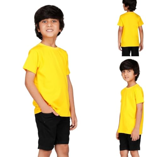 Kids Round Neck Boys T-Shirt Half Sleeves 100% Cotton Rich Ultra Soft Fabric Comfortable Stylish Plain Solid Color Original Branded Tshirt for boy|B0D1RLMJ4S