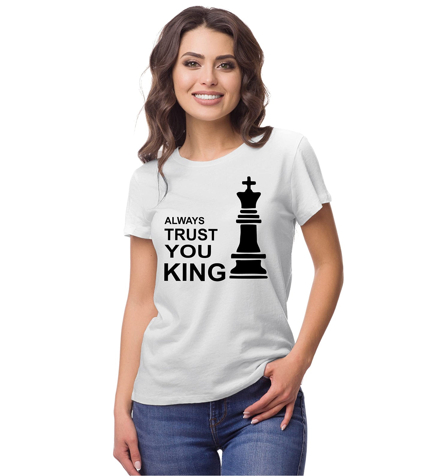 Couple Tshirts for Couples | Printed Always Protect You Queen Trust You King T-Shirts | Men's and Women's Round Neck T-Shirt