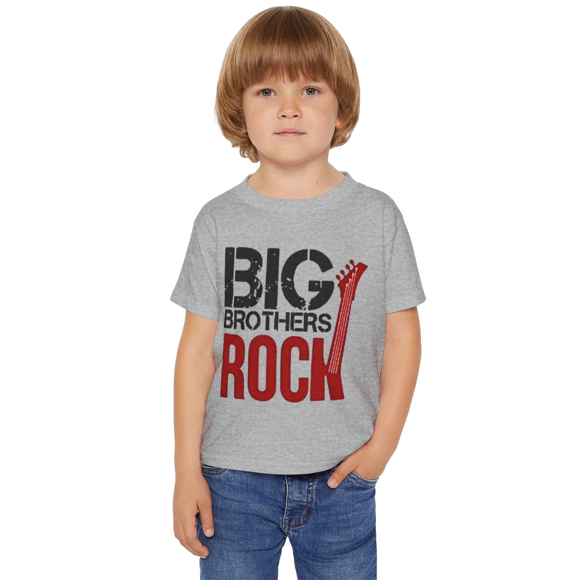 Big Brother Rock Digital Printed Grey Kids T-Shirt | 6 Months–16 Years | 180 GSM Heavy Cotton | Half Sleeve - Double F