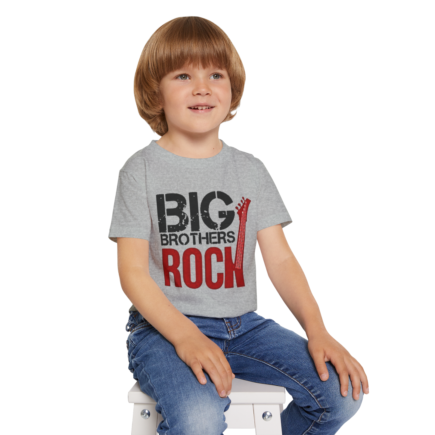 Big Brother Rock Digital Printed Grey Kids T-Shirt | 6 Months–16 Years | 180 GSM Heavy Cotton | Half Sleeve - Double F