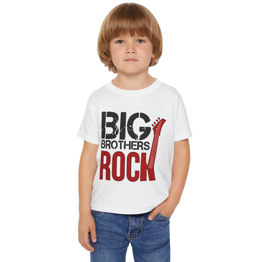Big Brother Rock Digital Printed White Kids T-Shirt | 6 Months–16 Years | 180 GSM Heavy Cotton | Half Sleeve - Double F