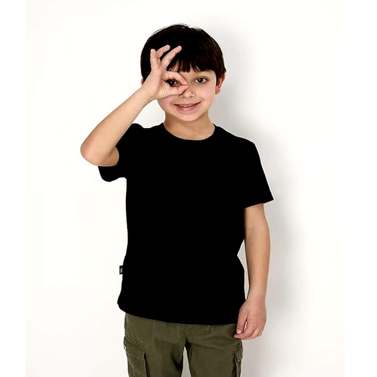 Buy Kids Plain Cotton T-Shirt | Round Neck Half Sleeve | Bio Was(in, Age, 9 Years, 10 Years, Regular, Yellow) - Double F