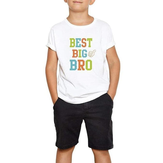 Double F Feel The Fashion Boys White "Best Big Bro" Tshirts coton half sleeve - Double F