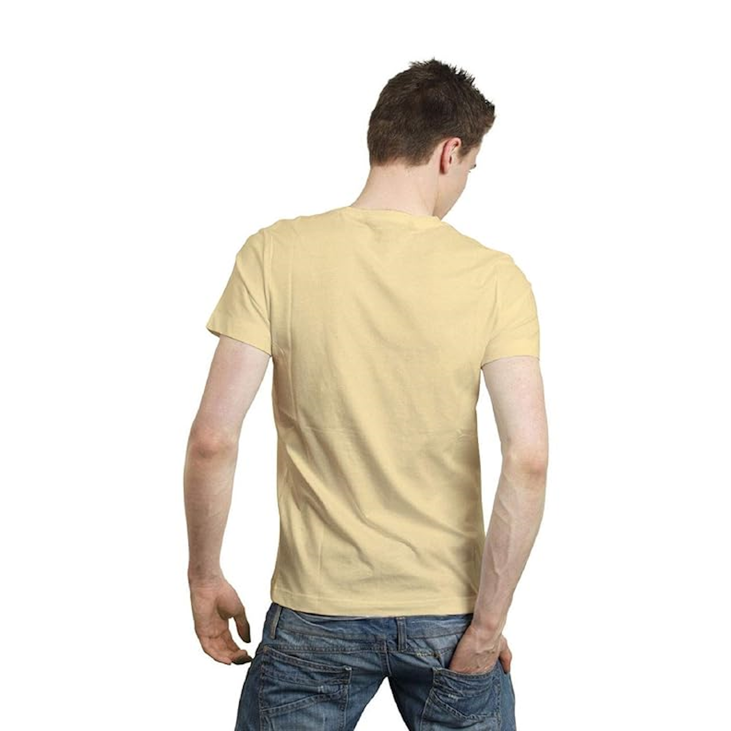 Double F Plain T-Shirts for Men | Half Sleeve Pure Cotton Bio Wash Beig - Double F