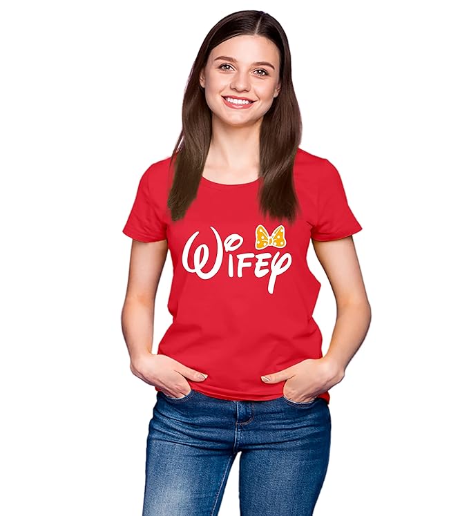 Couple Tshirts for Couples | Printed Hubby Wife  T-Shirts | Men's and Women's Round Neck T-Shirt (Pack of 2, Cotton, Half Sleeves)