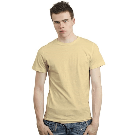 Double F Plain T-Shirts for Men | Half Sleeve Pure Cotton Bio Wash Beig - Double F