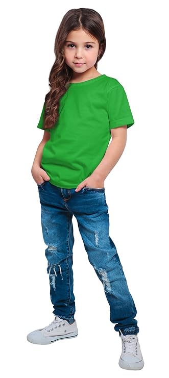 Kids Round Neck Girls Tshirt Short Sleeves 100% Cotton Soft Fabric Comfortable Plain Color Original Branded Half Sleeve t - Shirt for Girl - Double F